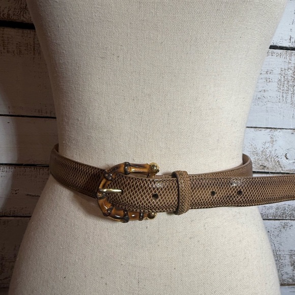 Paul Stuart Louisiana Hunt Genuine Karung Snake Tan Belt Size M 1750 16 - Picture 1 of 6